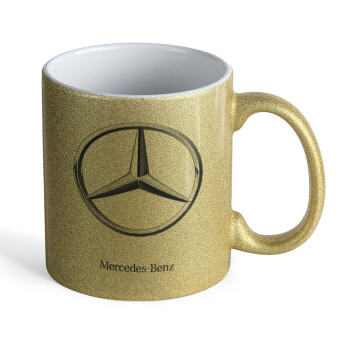 mercedes, Κούπα Χρυσή Glitter που γυαλίζει, κεραμική, 330ml