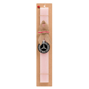mercedes, Easter Set, wooden keychain & scented flat Easter candle (30cm) (PINK)