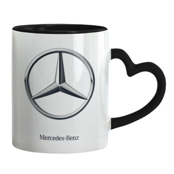 mercedes, Mug heart black handle, ceramic, 330ml