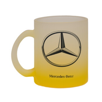 mercedes, Κούπα γυάλινη δίχρωμη με βάση το κίτρινο ματ, 330ml