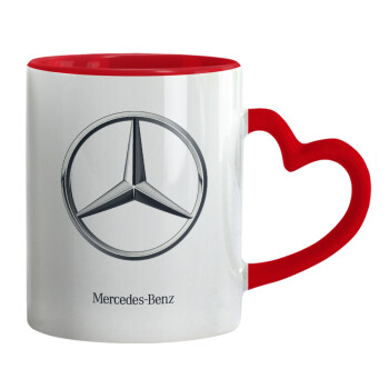 mercedes, Mug heart red handle, ceramic, 330ml