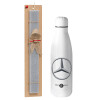 Easter Set, metallic stainless thermos bottle (500ml) & scented flat Easter candle (30cm) (GRAY)
