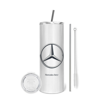 mercedes, Eco friendly stainless steel tumbler 600ml, with metal straw & cleaning brush