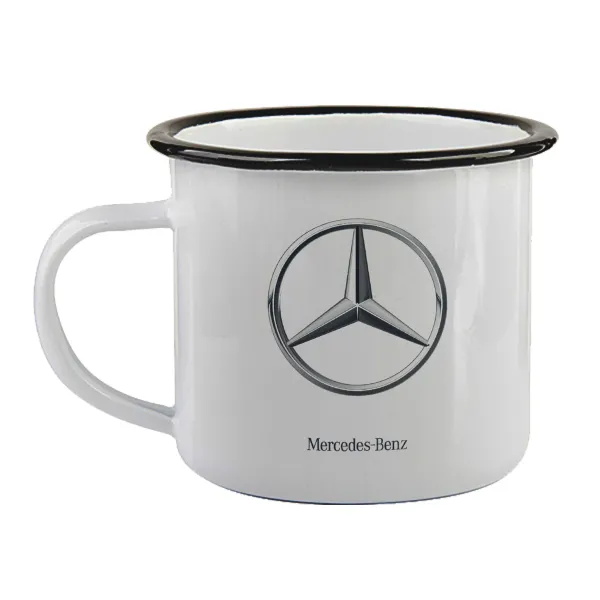 mercedes — Enamel mug with black rim, 360ml