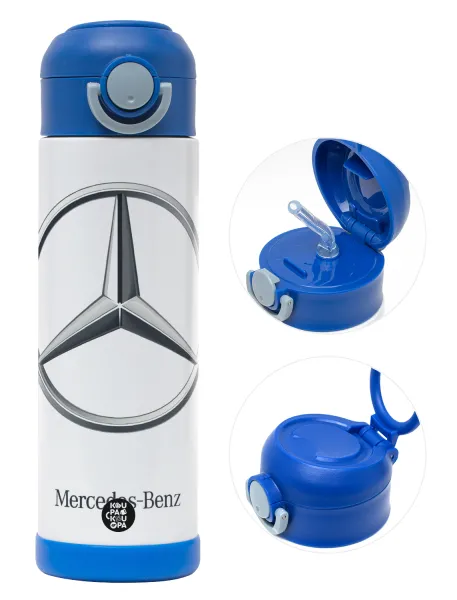 mercedes — Παιδικό παγούρι θερμό, ανοξείδωτο, με καλαμάκι ασφαλείας, ΜΠΛΕ (500ml)