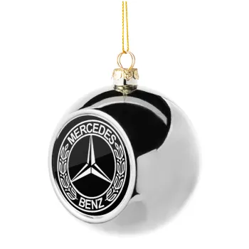 mercedes, Silver 8cm Christmas tree ball ornament