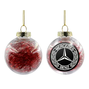 mercedes, Στολίδι Χριστουγεννιάτικη μπάλα δένδρου διάφανη με κόκκινο γέμισμα 8cm