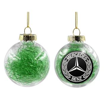 mercedes, Transparent Christmas tree ball ornament with green filling 8cm