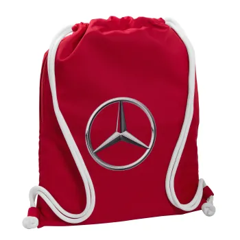 mercedes, Backpack pouch GYMBAG Red, with pocket (40x48cm) & thick cords