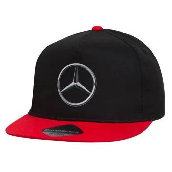 mercedes, Καπέλο παιδικό Flat Snapback, Μαύρο/Κόκκινο (100% ΒΑΜΒΑΚΕΡΟ, ΠΑΙΔΙΚΟ, UNISEX, ONE SIZE)