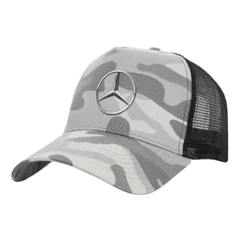mercedes, Adult Structured Trucker Hat, with Mesh, (Camouflage) Army Camo (100% COTTON, ADULT, UNISEX, ONE SIZE)