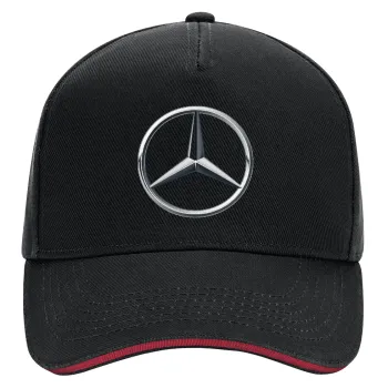 mercedes, DRILL Καπέλο Ενηλίκων Ultimate ΜΑΥΡΟ/ΚΟΚΚΙΝΟ, (100% ΒΑΜΒΑΚΕΡΟ, ΕΝΗΛΙΚΩΝ, UNISEX, ONE SIZE)