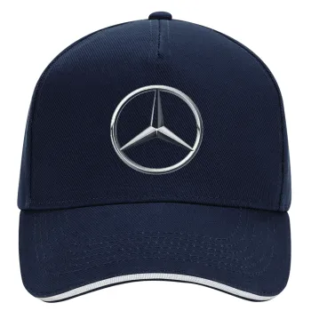 mercedes, DRILL Adult Ultimate Hat BLUE/WHITE, (100% COTTON, ADULT, UNISEX, ONE SIZE)
