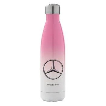mercedes, Metal mug thermos Pink/White (Stainless steel), double wall, 500ml
