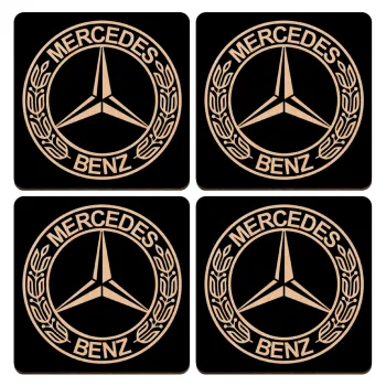 mercedes, ΣΕΤ x4 Σουβέρ ξύλινα τετράγωνα plywood (9cm)