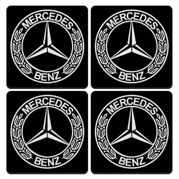 mercedes, ΣΕΤ 4 Σουβέρ ξύλινα τετράγωνα (9cm)