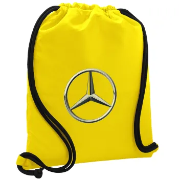 mercedes, Backpack pouch GYMBAG Yellow, with pocket (40x48cm) & thick cords