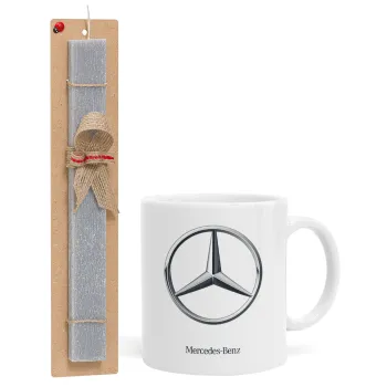 mercedes, Easter Set, Ceramic Cup (330ml) & Easter aromatic flat candle (30cm) (GRAY)