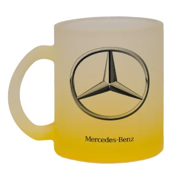 mercedes, Κούπα γυάλινη δίχρωμη με βάση το κίτρινο ματ, 330ml