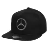 Children's Flat Snapback Hat, Black (100% COTTON, CHILD, UNISEX, ONE SIZE)