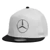 Child's Flat Snapback Hat, White (100% COTTON, CHILDREN'S, UNISEX, ONE SIZE)