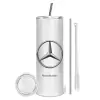 Tumbler stainless steel 600ml, with metal straw & cleaning brush