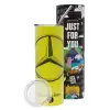 Neon Yellow Travel Tumbler, with metal straw (Stainless steel 304 Food grade, BPA free, 600ml)