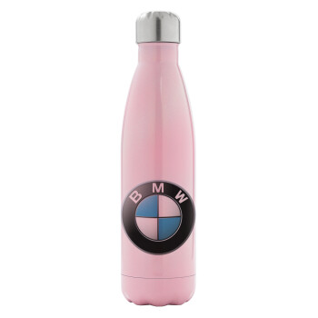 BMW, Metal mug thermos Pink Iridiscent (Stainless steel), double wall, 500ml