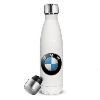 BMW, Μεταλλικό παγούρι θερμός Λευκό (Stainless steel), διπλού τοιχώματος, 500ml