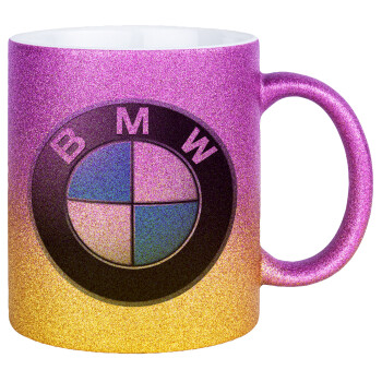 BMW, Κούπα Χρυσή/Ροζ Glitter, κεραμική, 330ml