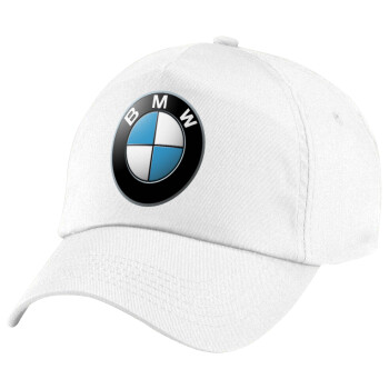 BMW, Καπέλο παιδικό Baseball, 100% Βαμβακερό Twill, Λευκό (ΒΑΜΒΑΚΕΡΟ, ΠΑΙΔΙΚΟ, UNISEX, ONE SIZE)