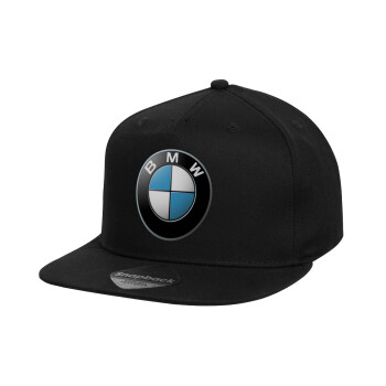 BMW, Καπέλο παιδικό Flat Snapback, Μαύρο (100% ΒΑΜΒΑΚΕΡΟ, ΠΑΙΔΙΚΟ, UNISEX, ONE SIZE)
