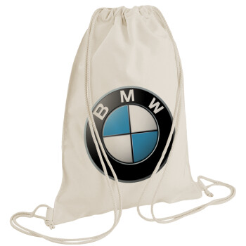 BMW, Τσάντα πλάτης πουγκί GYMBAG natural (28x40cm)