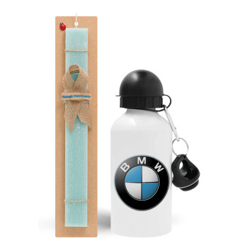 BMW, Πασχαλινό Σετ, παγούρι μεταλλικό αλουμινίου (500ml) & λαμπάδα αρωματική πλακέ (30cm) (ΤΙΡΚΟΥΑΖ)