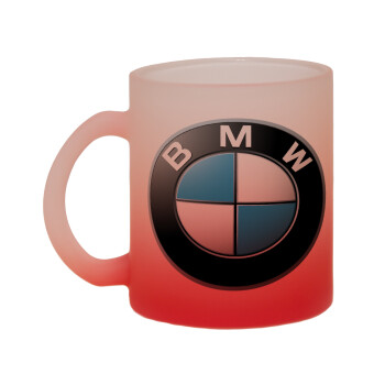 BMW, Κούπα γυάλινη δίχρωμη με βάση το κόκκινο ματ, 330ml