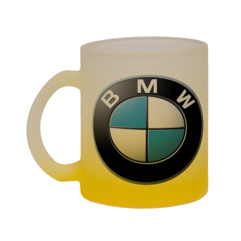 BMW, Κούπα γυάλινη δίχρωμη με βάση το κίτρινο ματ, 330ml