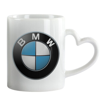 BMW, Κούπα καρδιά χερούλι λευκή, κεραμική, 330ml
