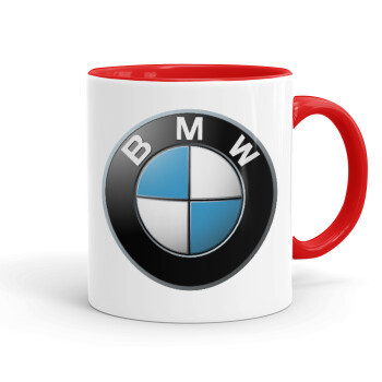BMW, Κούπα χρωματιστή κόκκινη, κεραμική, 330ml