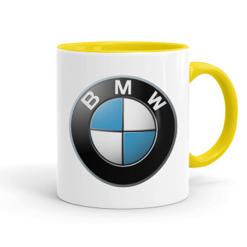 BMW, Κούπα χρωματιστή κίτρινη, κεραμική, 330ml