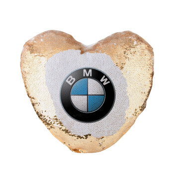 BMW, Μαξιλάρι καναπέ καρδιά Μαγικό Χρυσό με πούλιες 40x40cm περιέχεται το  γέμισμα