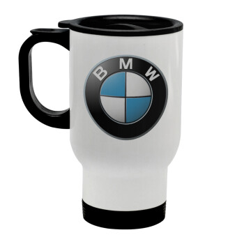 BMW, Stainless steel travel mug with lid, double wall white 450ml