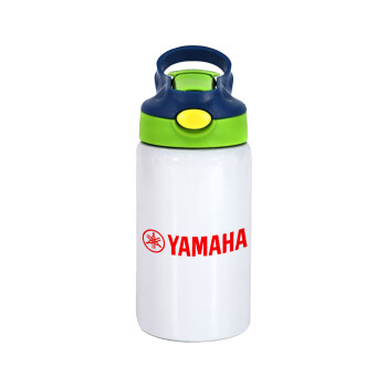 Yamaha, Children's hot water bottle, stainless steel, with safety straw, green, blue (350ml)