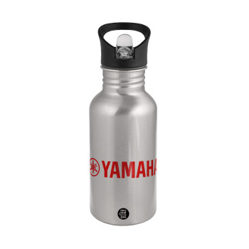 Yamaha, Water bottle Silver with straw, stainless steel 500ml