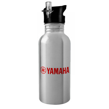 Yamaha, Παγούρι νερού Ασημένιο με καλαμάκι, ανοξείδωτο ατσάλι 600ml