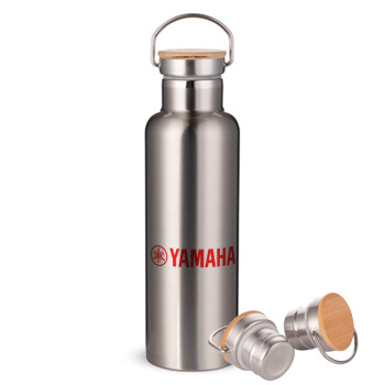 Yamaha, Stainless steel Silver with wooden lid (bamboo), double wall, 750ml