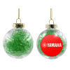 Transparent Christmas tree ball ornament with green filling 8cm