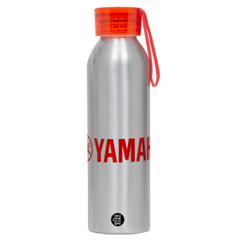 Yamaha, Αλουμινένιο Αθλητικό Μπουκάλι 650ml – Ασημί με Κόκκινο Καπάκι και Λουράκι Σιλικόνης