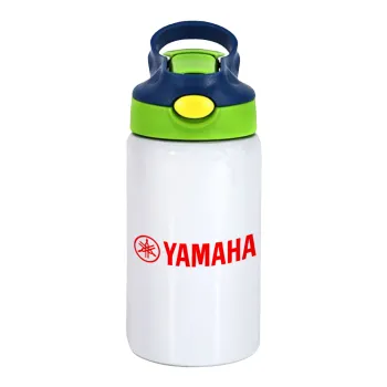 Yamaha, Children's hot water bottle, stainless steel, with safety straw, green, blue (350ml)