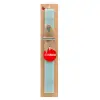 Easter Set, wooden keychain & aromatic flat Easter candle (30cm) (TURQUOISE)
