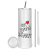 Tumbler stainless steel 600ml, with metal straw & cleaning brush